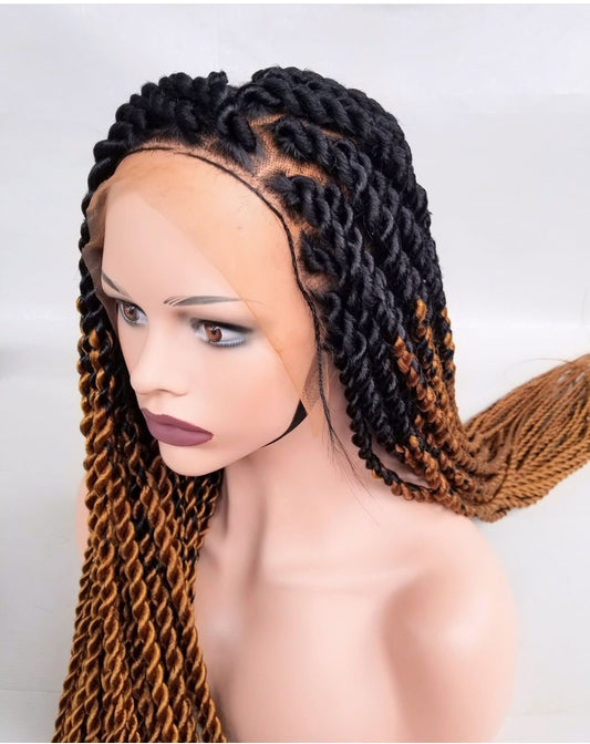 Braided Wig, Senegalese Twist Braid Wig, Full Lace Braid Wig, Ombre Braid Wig, Wig For Black Woman, Updo Styling Wig, African Braid Wig