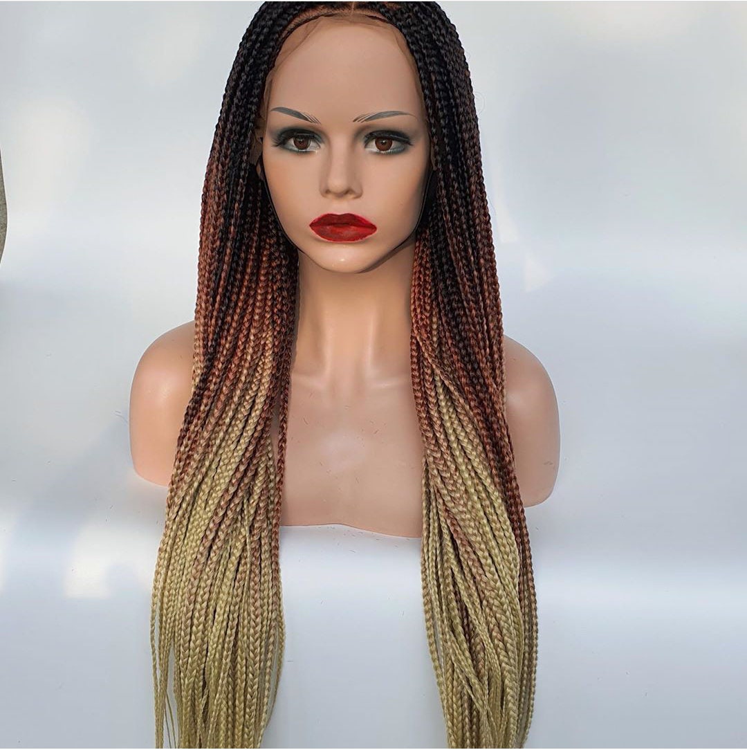 Braided Wig, Box Braid Wig, knotless Braid Wig, Wigs For Black Women, Small Size Braided Wig, Long braid Wig, Ombre Wigs, African Wig