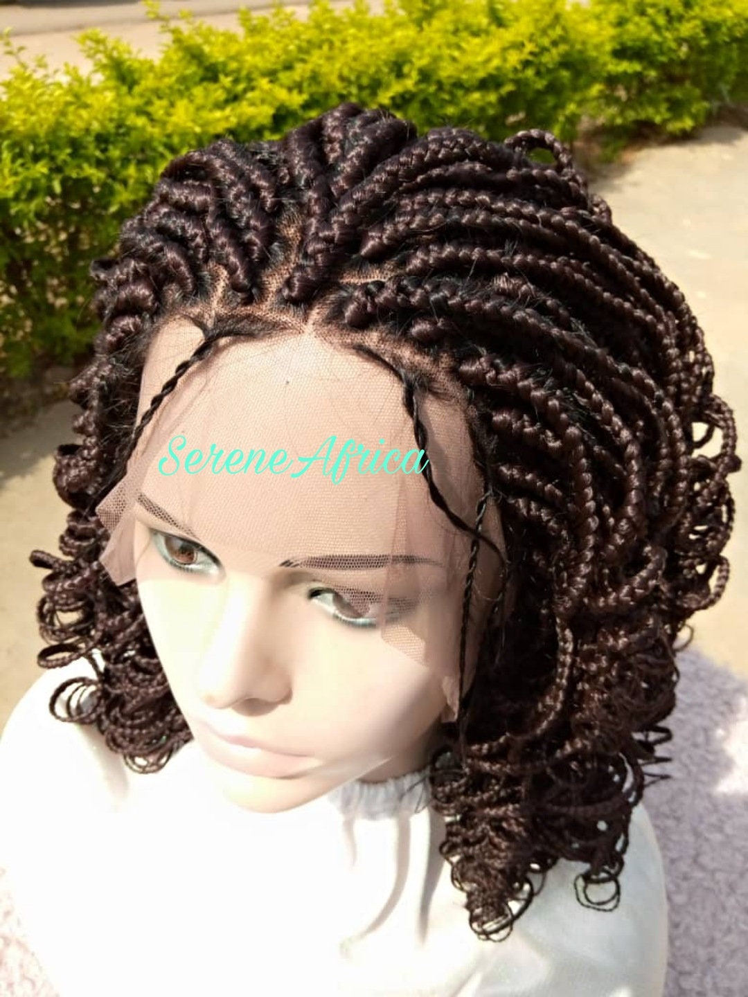 Braid Wig For Black Women, Braid Wig, Box Braid Wig, Lace Front Wig, Braid With Curls, Black, Dark Brown, Light Brown