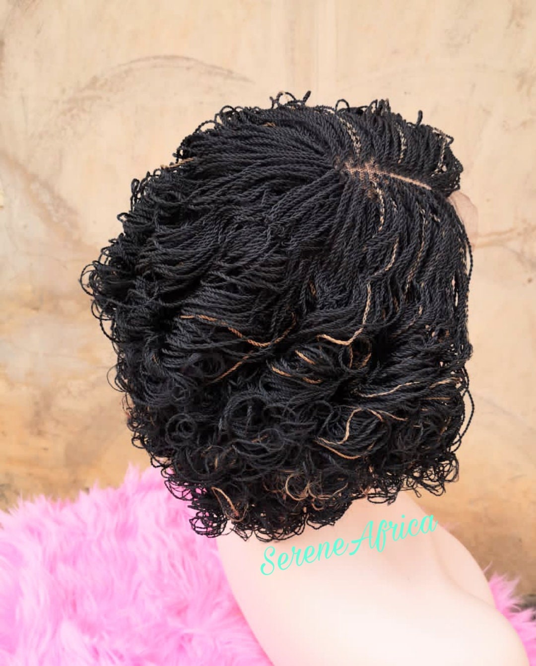 Twist Braid Wig, Wig For Black Woman, Micro Twist Braid Wig, Senegalese Twist Braided Wig, African Braided Wig, Braided Wig With Curls