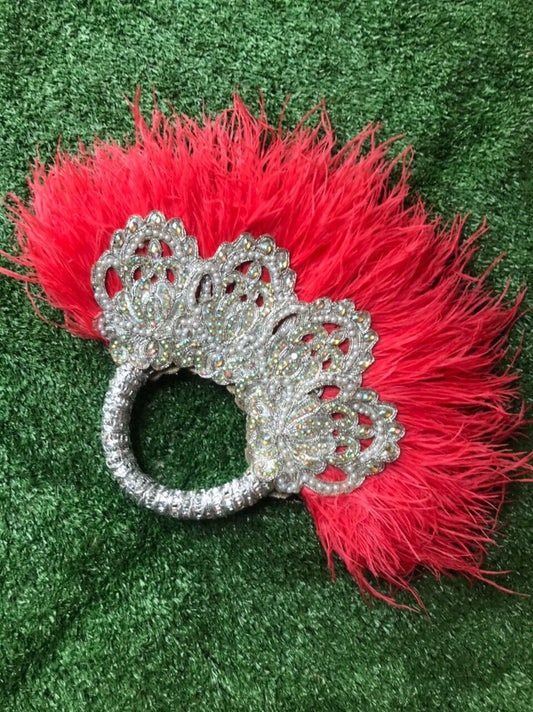 Clutch Semi-Circle Feather Traditional African Wedding Bridal Hand Fan, Nigerian Wedding Hand fan(Available in Different Colours)