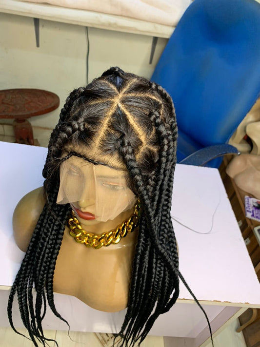 Full Lace Braid Wig, Big Box knotless Braid, Braid Wig, Wig For Black Women, African Braid Wig, Black, Dark Brown, light brown Braided Wig