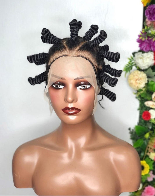 Braided Wig, Full Lace Braid Wig, Braid Wig, Bantu Knot Braid Wig, Braided Wig, Wig For Black Women, Lace Wig, Cornrow Wig, Short Braid Wig