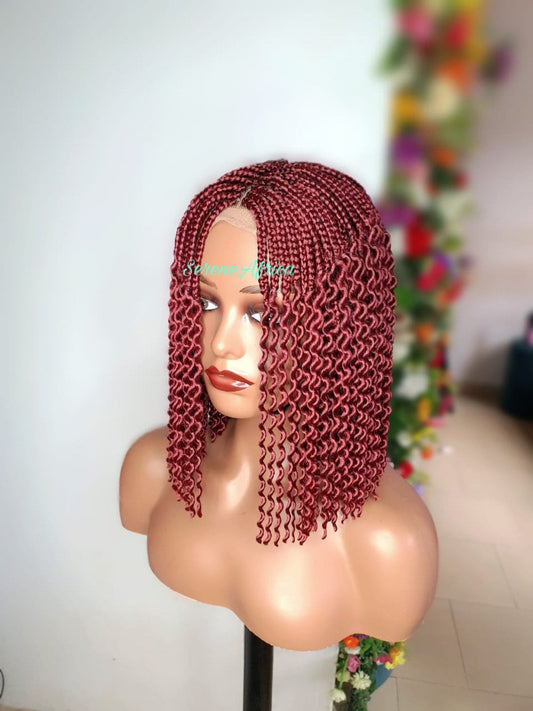 Braid Wig Short, Braid Wig For Black Women, Box Braid Wig, Braided Wig Middle Part, Braided Wig