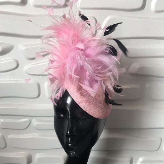 Pink Fascinator With Viel, Church Hat, Wedding Hat, British Hat, Kentucky Derby Hat, Mini Hat (Available in other colours)