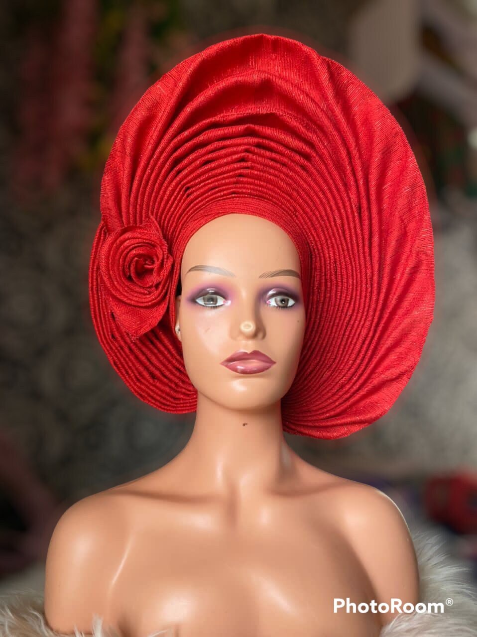 Autogele Asooke, African Headwrap, Wine and Red Headwrap, African Turban, Headwrap For Black Women, Gele, Yoruba Headgear