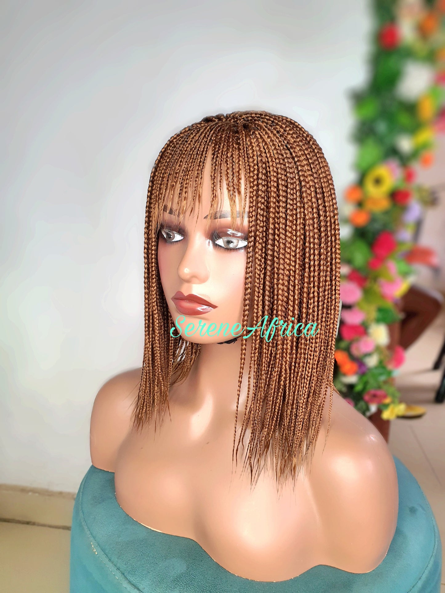 Short Box Braid Wig with Bangs – Natural Everyday Look