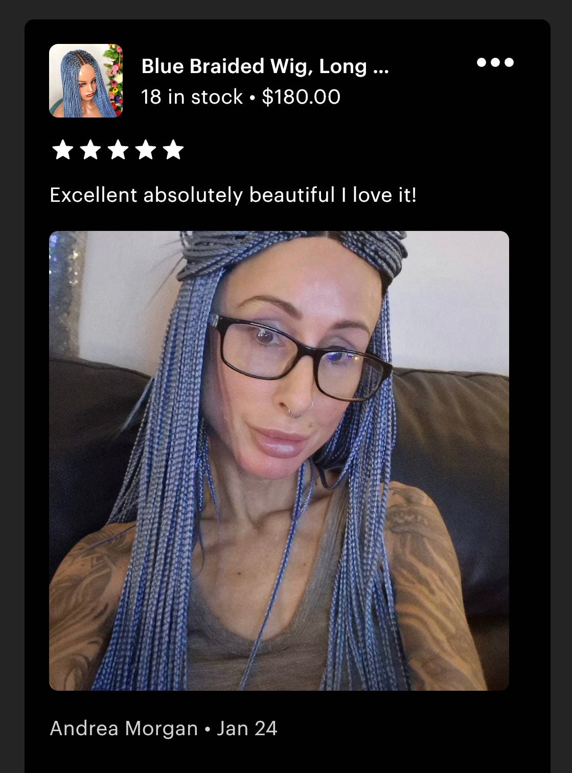 Braided Wig, Blue Braided Wig, knotless Braid Wig,  Box Braid Wig, Wigs For Black Women, African Wig