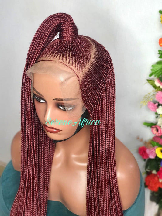 Full Lace Cornrow Box Braid Wig, Braided Wig, Wig For Black Women, Ghana Weave