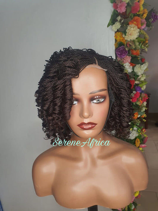 Braided Wig, Short Braided Wigs, Wigs For Black Women, Box Braid Wig With Curls, Gift For Black women, Twist Braid Wig