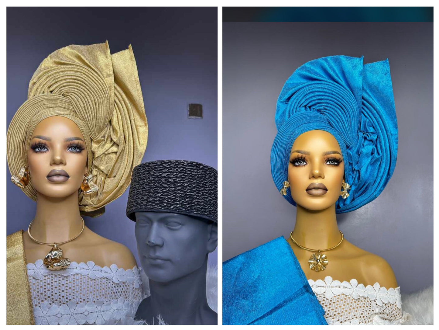 Autogele Asooke, African HeadWrap, Blue Nigerian Asooke Gele Head Tie, HeadWrap For Black Women, African HeadWrap, Yoruba Gele