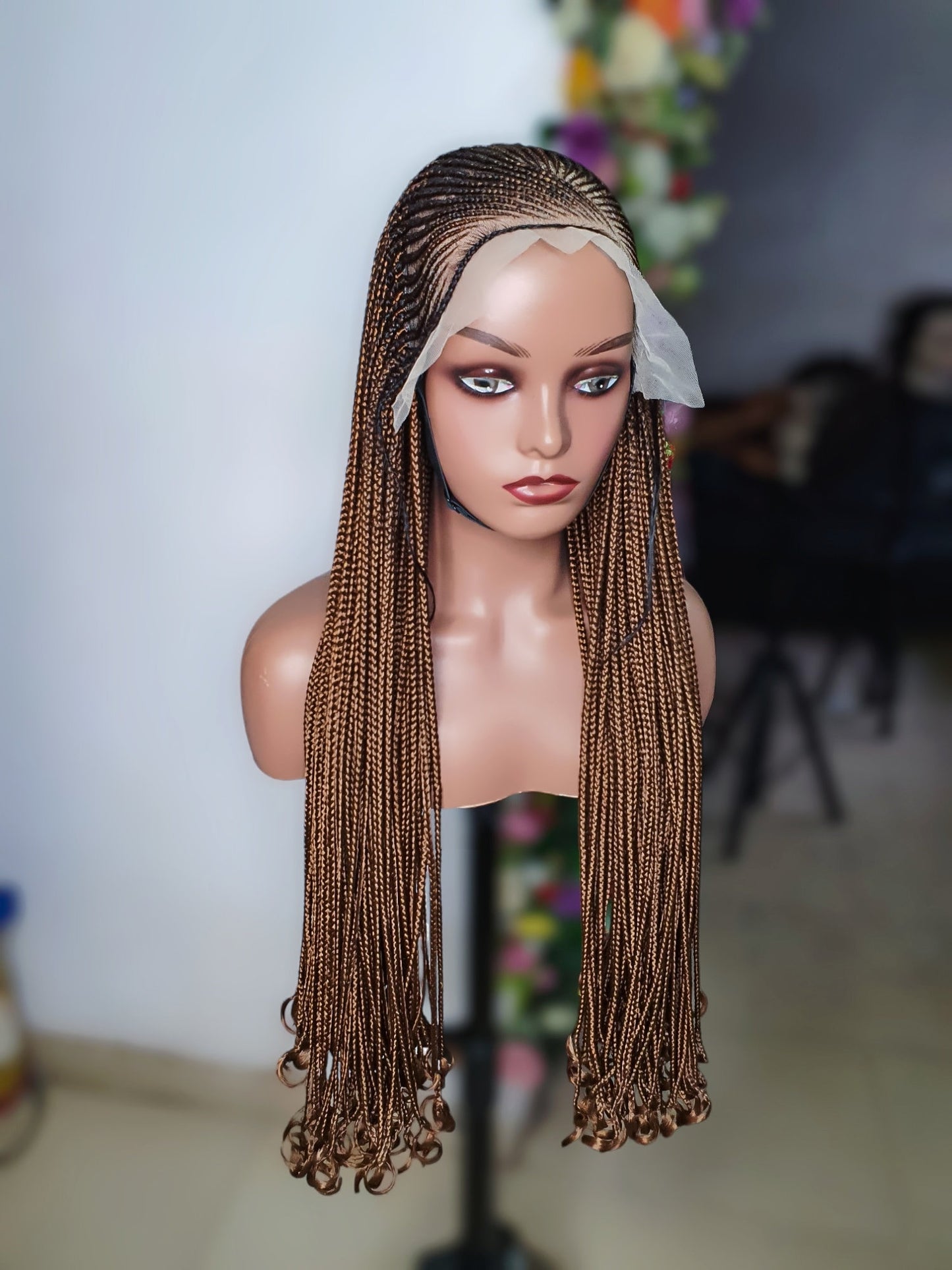 Cornrow Ghana Weave Braided Wig: Color 2, 33, 22inches