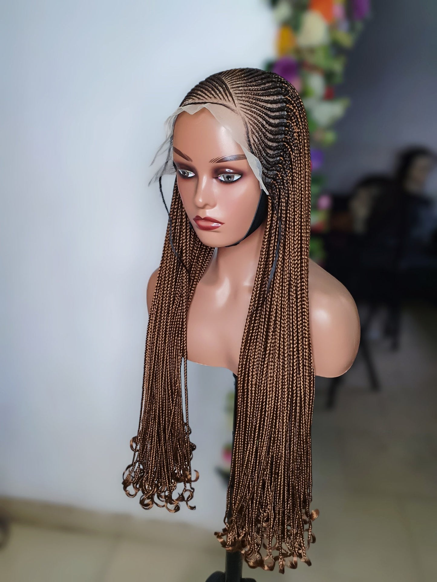 Cornrow Ghana Weave Braided Wig: Color 2, 33, 22inches