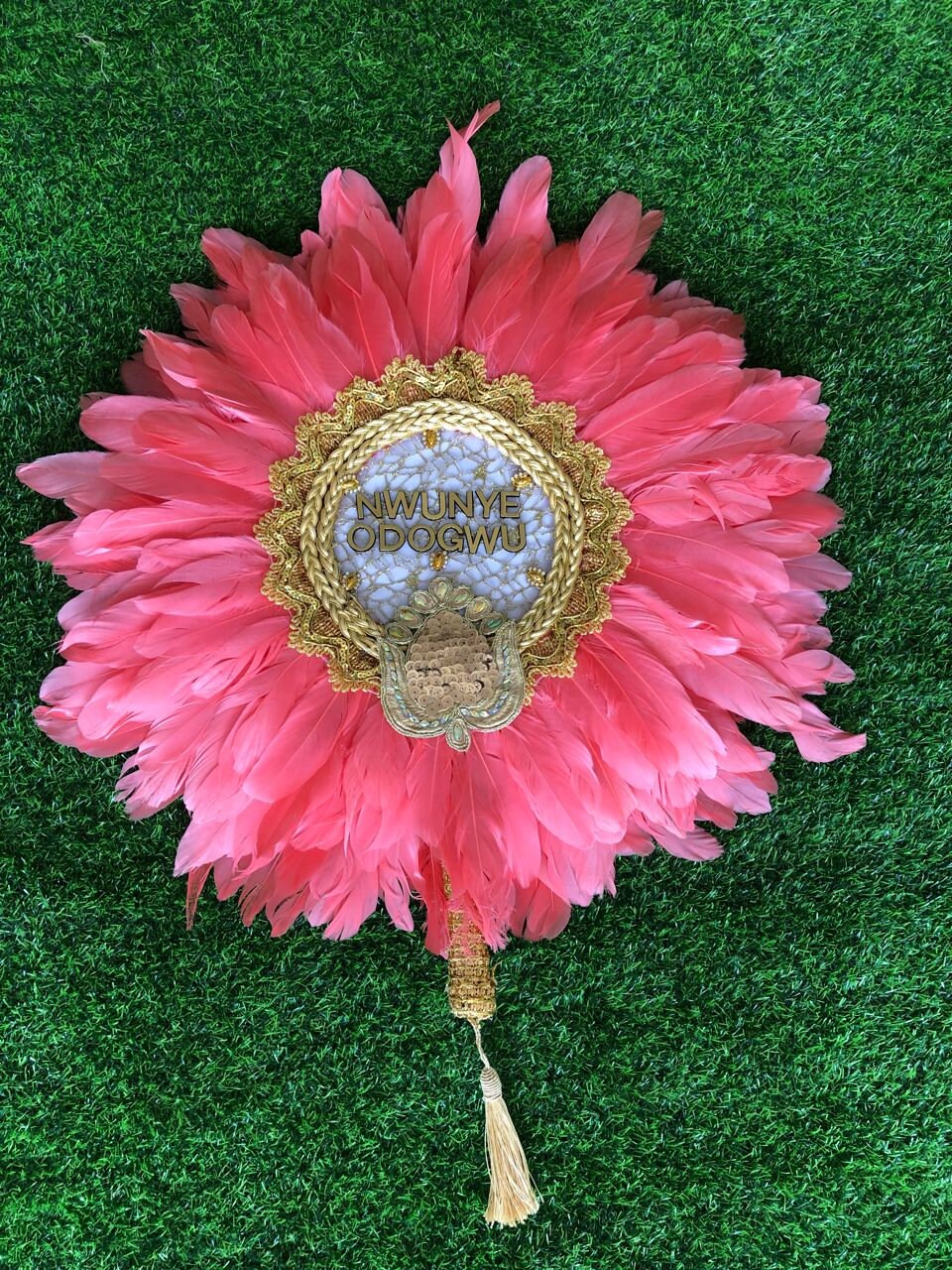 Bride Hand Fan Customized, African Traditional Wedding Hand Fan White, Bridal Accessory Hand fan, Feather Hand Fan(Available in other Colors
