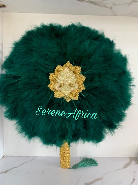 Bridal Hand Fan, Green African Traditional Wedding Hand Fan, African Bridal Accessory Hand fan(Available in Different Colours