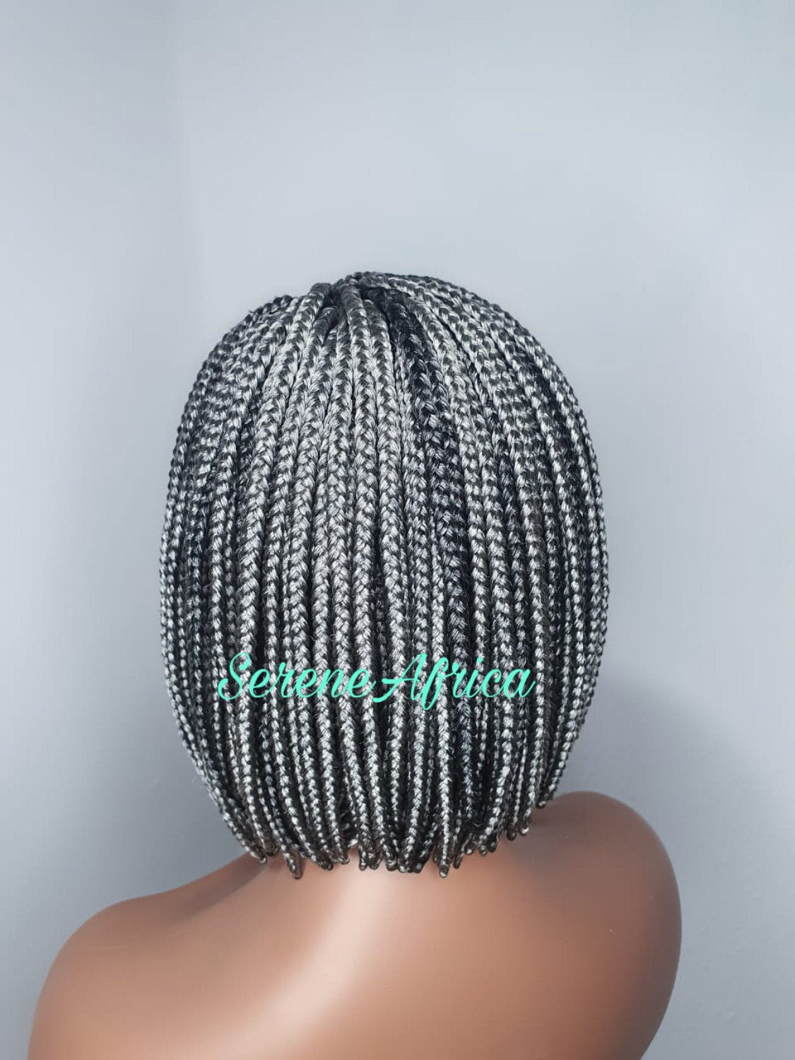 Bob Braid Wig, Salt and Pepper Braided Wig, Short Braided Wigs, Wigs For Black Women, Box Braid Wig, Short Bob Braid Wig