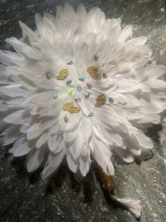 Bridal HandFan, African Traditional Wedding Feather HandFan, African Bridal Accessory (Available in Different Colors)