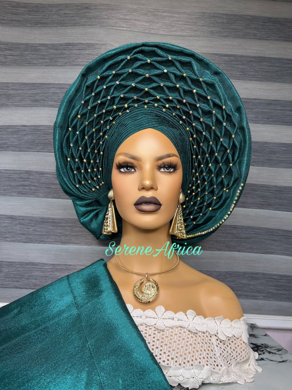 Blue African HeadWrap, Autogele Asooke, Nigerian Head-Tie, HeadWrap For Black Women, African Wedding, African headwear