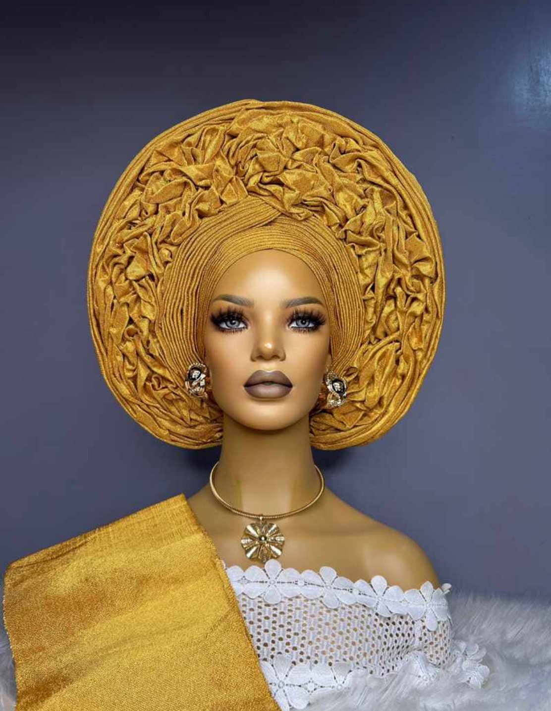 Autogele Asooke, African Headwrap For Black Women, Nigerian Headpiece, Yoruba Traditional Wedding Bride Outfit