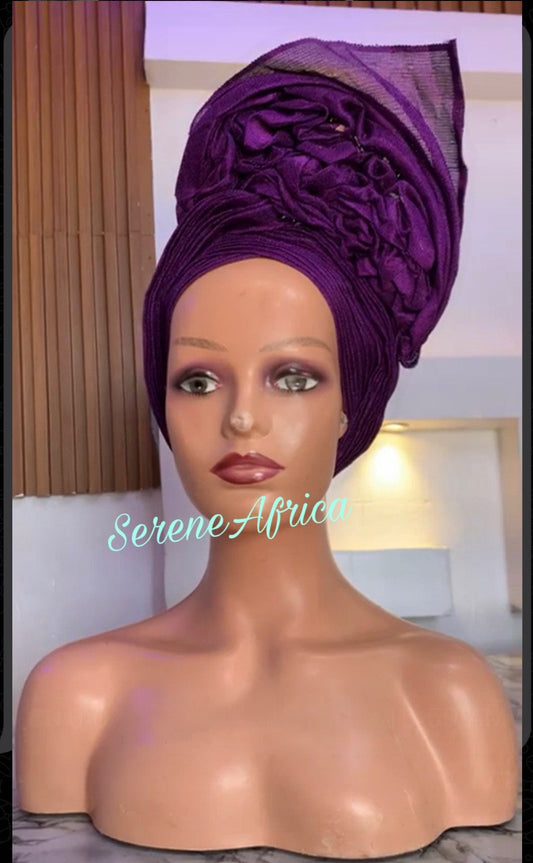 Autogele  Asooke, African HeadWrap,  African Head Wrap For Women, Nigerian Headgear, Yoruba Gele, African Headpiece