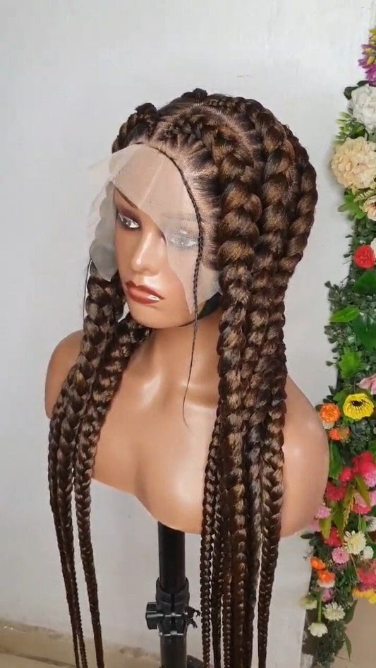 Braided  Wig, Box Braid Wig, Cornrow braid Wig, Wig For Black Woman, Ghana Weave Braid Wig, Handmade Braid Wig