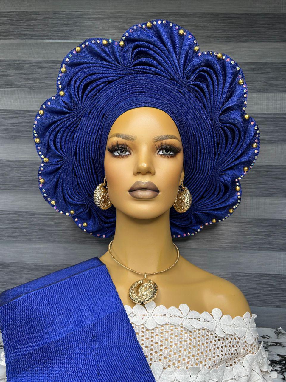 Autogele Asooke, Ready-To-Wear Headwrap, African Headwrap, African Headwrap For Women, Nigerian Headgear Headtie