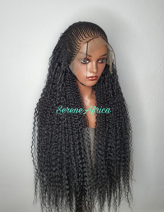 Boho Braid Wig, Box Braid Wig, Cornrow Braided Wig, Ghana Weave, Lace Front Wig, Braid Wig For Black Women