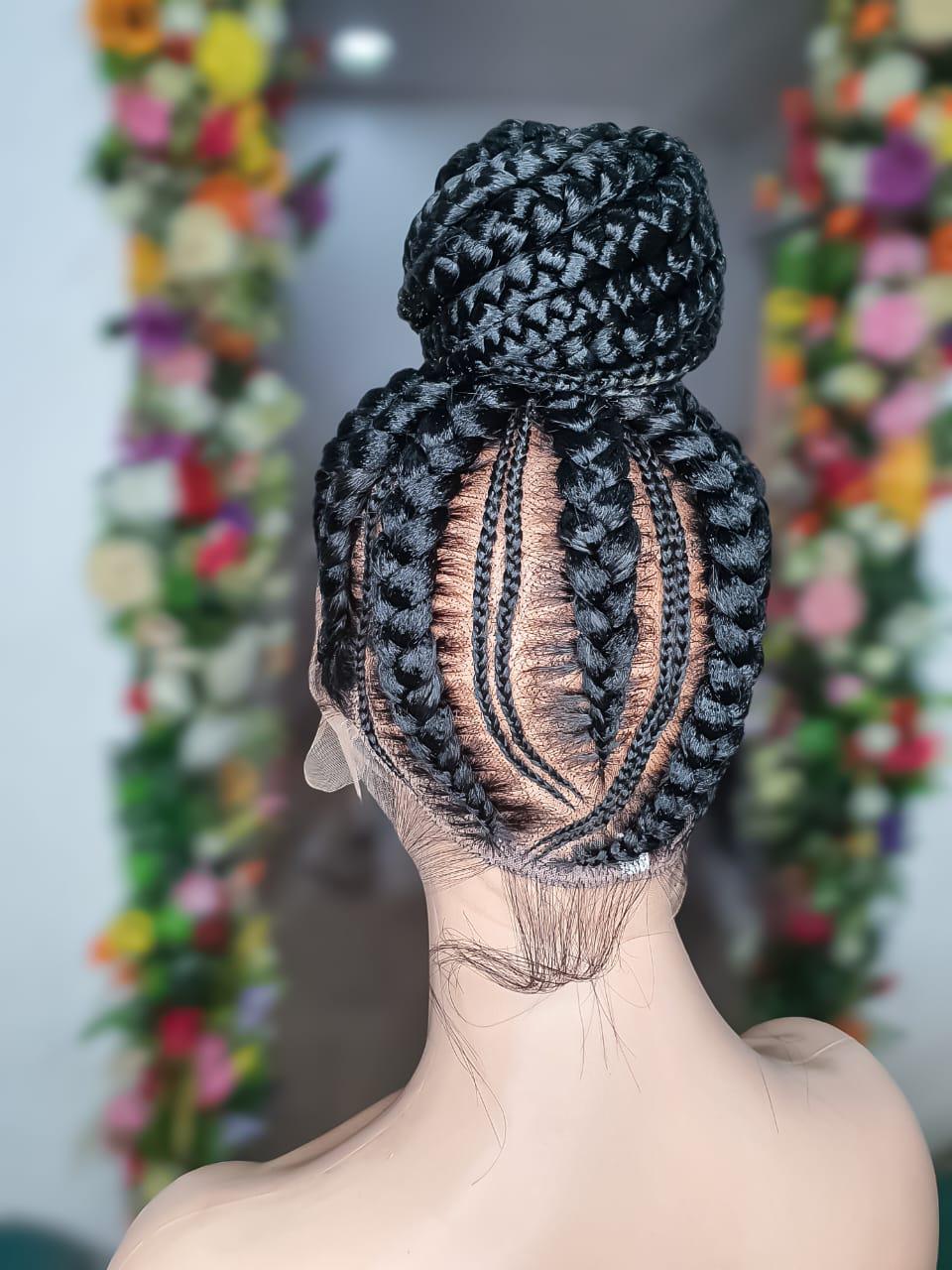 Box Braid Wig, Full Lace Cornrow Ghana Weave Wig, Braided Wig, Wig For Black Women,