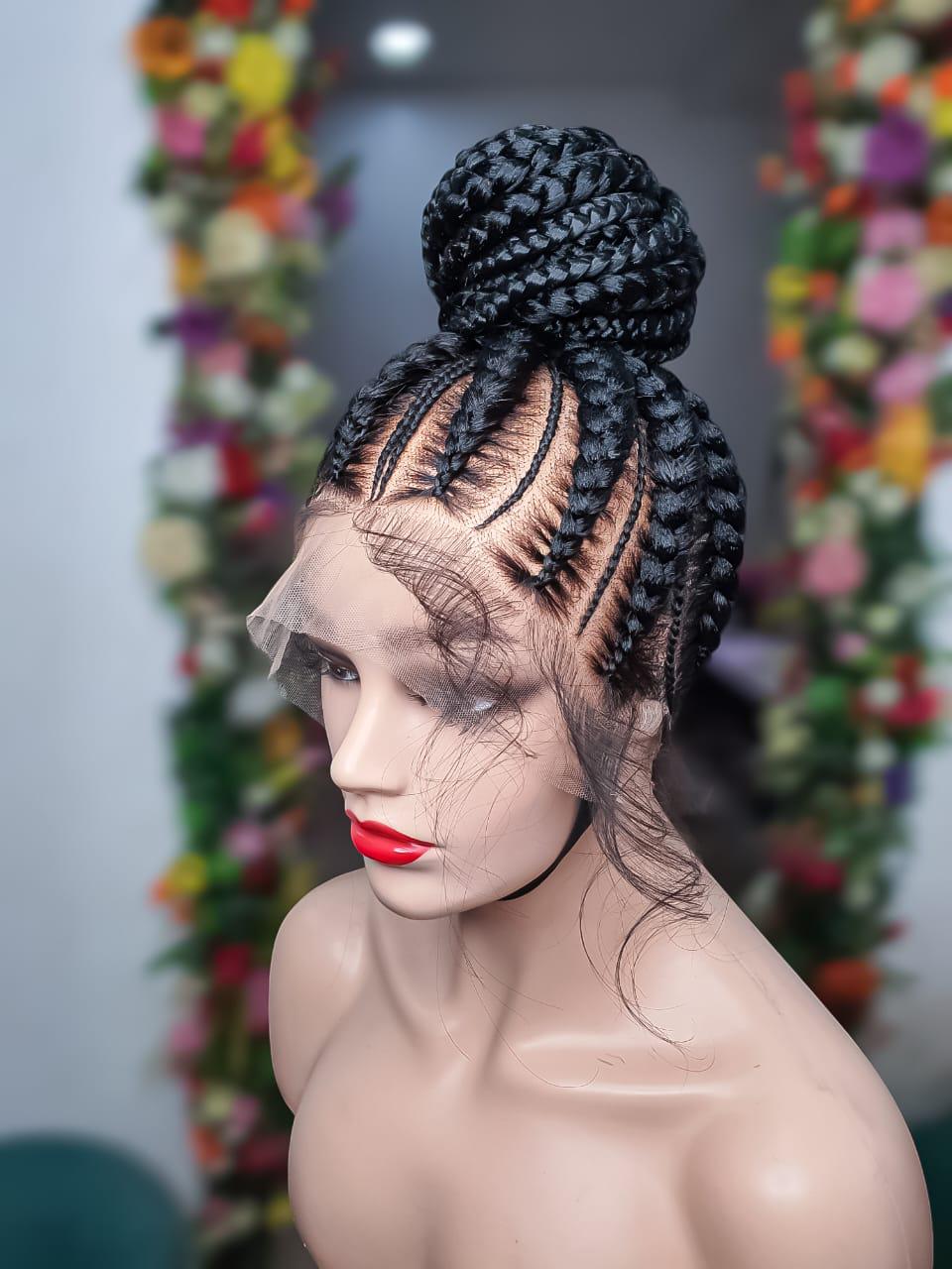 Box Braid Wig, Full Lace Cornrow Ghana Weave Wig, Braided Wig, Wig For Black Women,