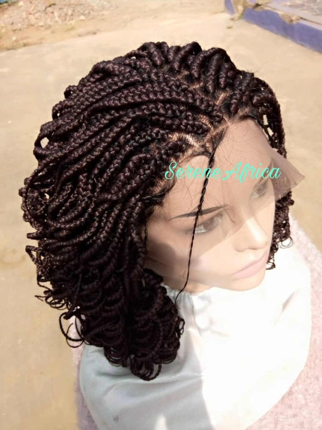 Braid Wig For Black Women, Braid Wig, Box Braid Wig, Lace Front Wig, Braid With Curls, Black, Dark Brown, Light Brown