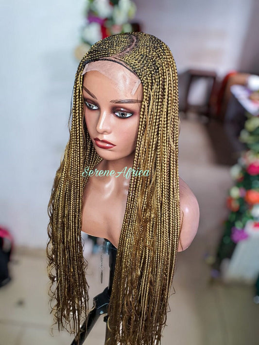 Boho Braid Wig, Gold Braid Wig, Braided Wigs, Cornrow Braid Wig, Ghana Weave Braided Wig, Box Braid Wig, African Braid Wig