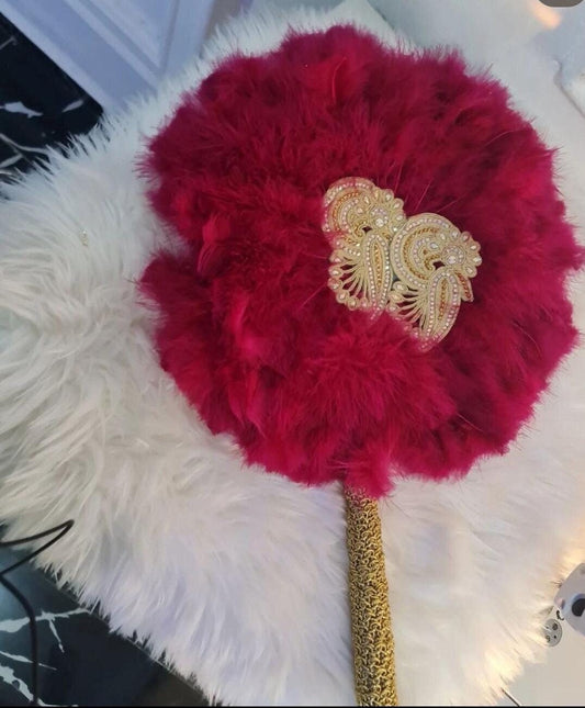 Bridal Hand Fan Feather, African Traditional Wedding Hand Fan, African Bridal Accessory Hand fan(Available in Different Colours