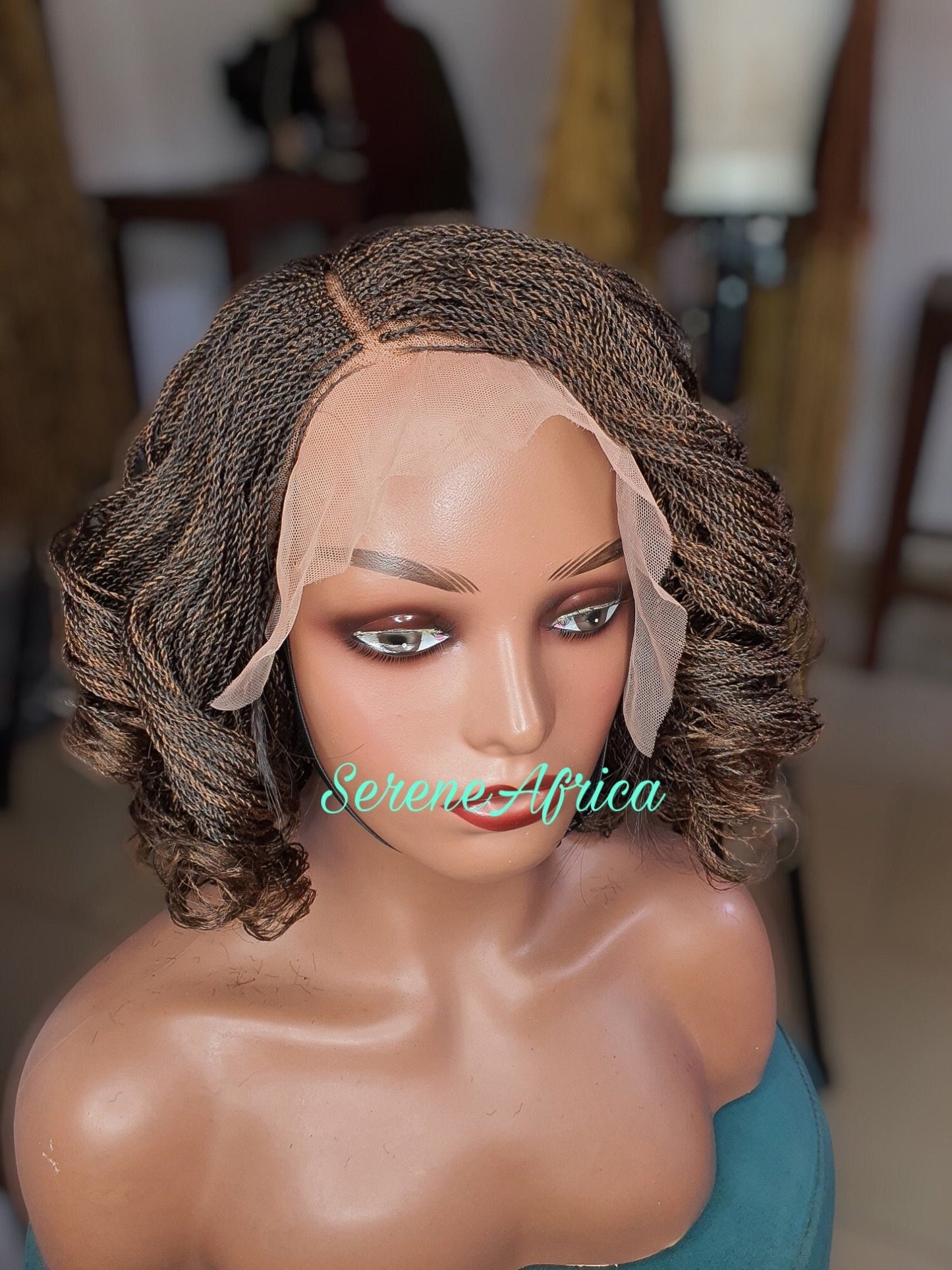 Braided Wig, Lace Closure Short Braided Wigs, Twist Wigs For Black Women, Braided Wig Senegalese Twist