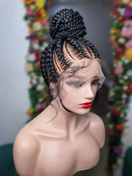 Box Braid Wig, Full Lace Cornrow Ghana Weave Wig, Braided Wig, Wig For Black Women,