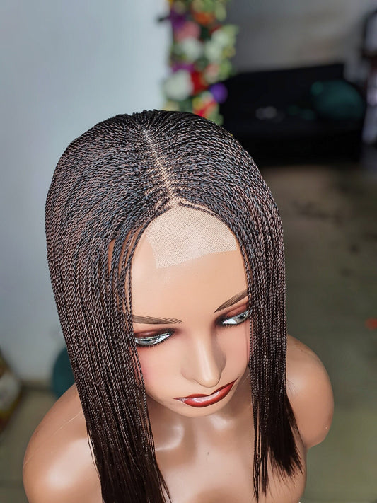 Braided Wig, Senegalese Twist Short Braided Wigs, Wigs For Black Women, Micro Twist Braid Wig, Feathers Wig