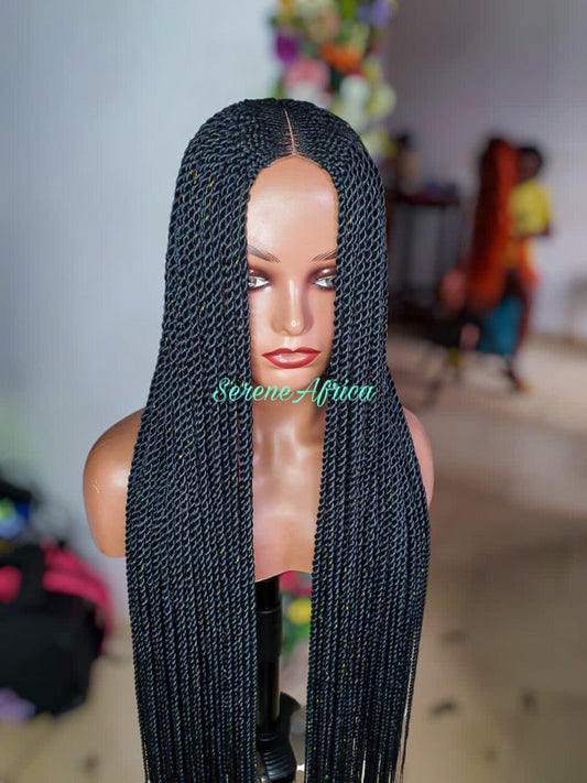 Braided Wig, Lace Closure Cornrow Long Senegalese Twist Braid Wig, Wigs For Black Women, Ghana Weave