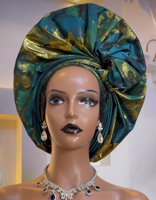 AutoGele, Sego Gele, African Headwrap, Yoruba Gele, African Fabric, Nigerian Wedding Headpiece Head-Tie, African HeadWrap For Women,