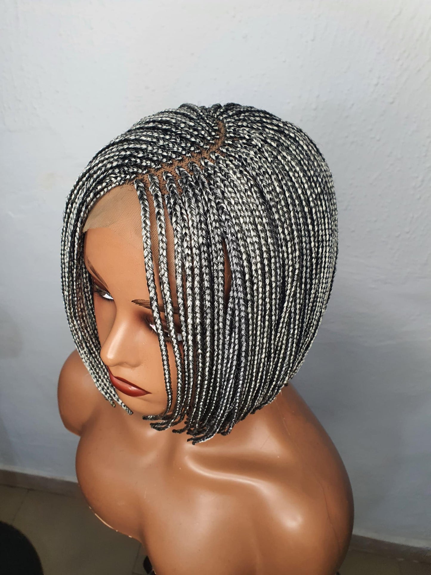Bob Braid Wig, Braided Wig, Short Braided Wigs, Wigs For Black Women, Box Braid Wigs, Nigerian Braid Wig,  Grey