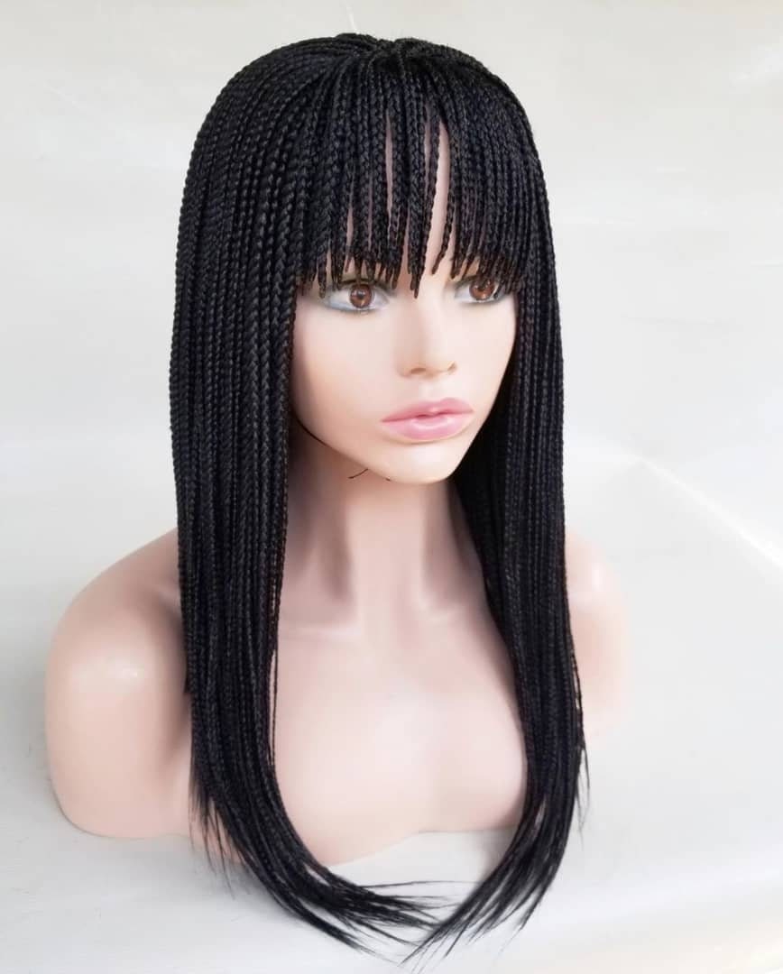 Braided Wigs, Braid Wig with Bangs, Braid Wig with Fringe, Box Braid Wig, Wigs For Black Women, Short Braid Wigs