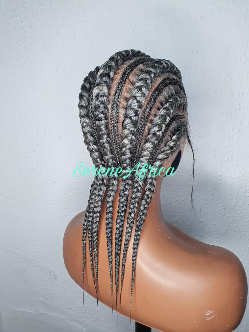 Salt and Pepper Cornrow braid Wig: