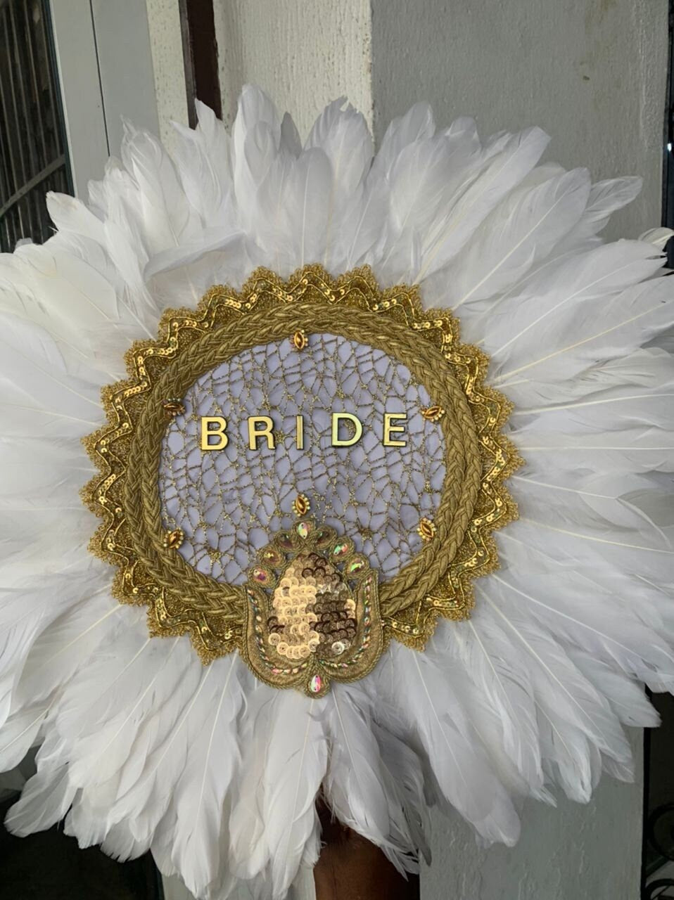 Bride Hand Fan Customized, African Traditional Wedding Hand Fan White, Bridal Accessory Hand fan, Feather Hand Fan(Available in other Colors