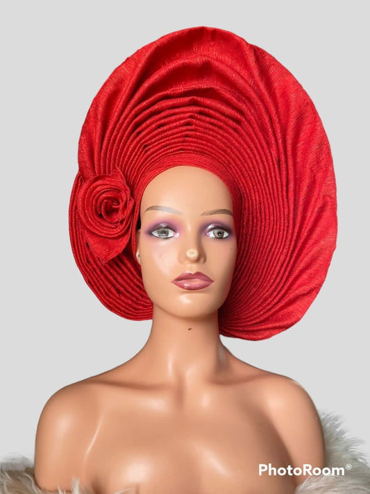 Autogele Asooke, African Headwrap, Wine and Red Headwrap, African Turban, Headwrap For Black Women, Gele, Yoruba Headgear