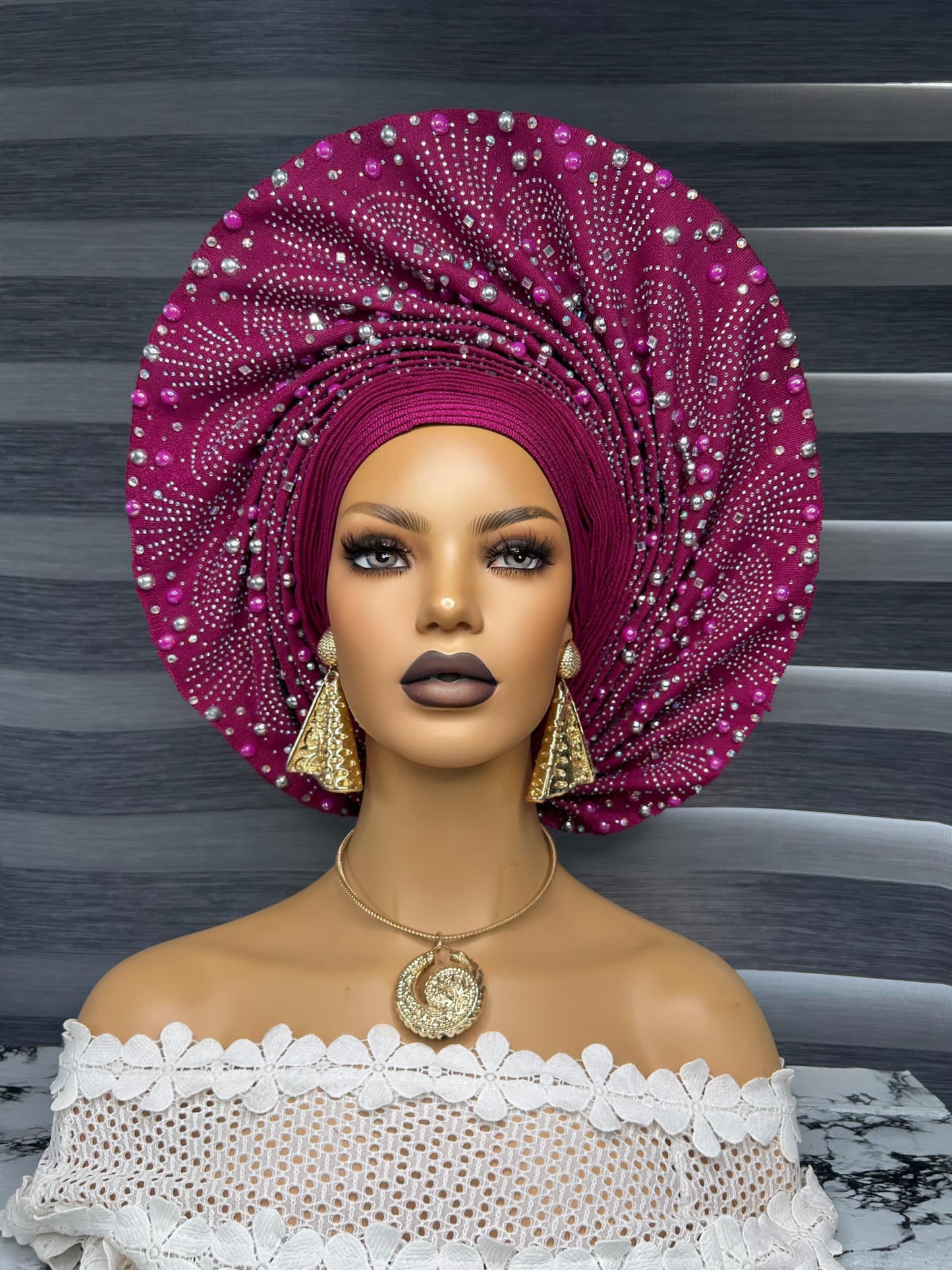 Autogele Asooke, Gele, Wine Headwrap, African Fabric, African Headband, African Headwrap For Women