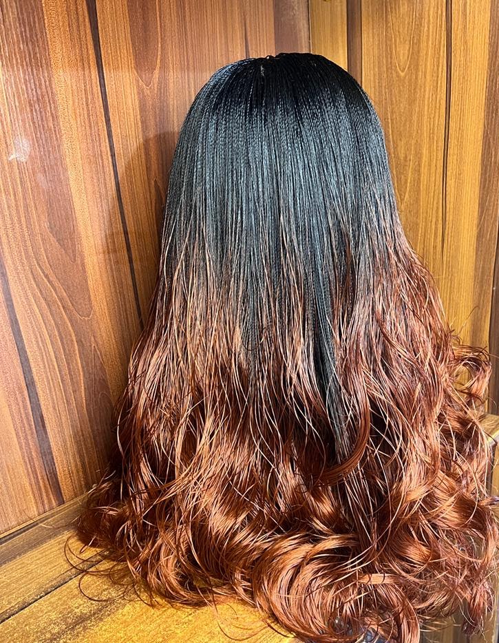 Back view showing colour 350 curled ends on nano twist wig